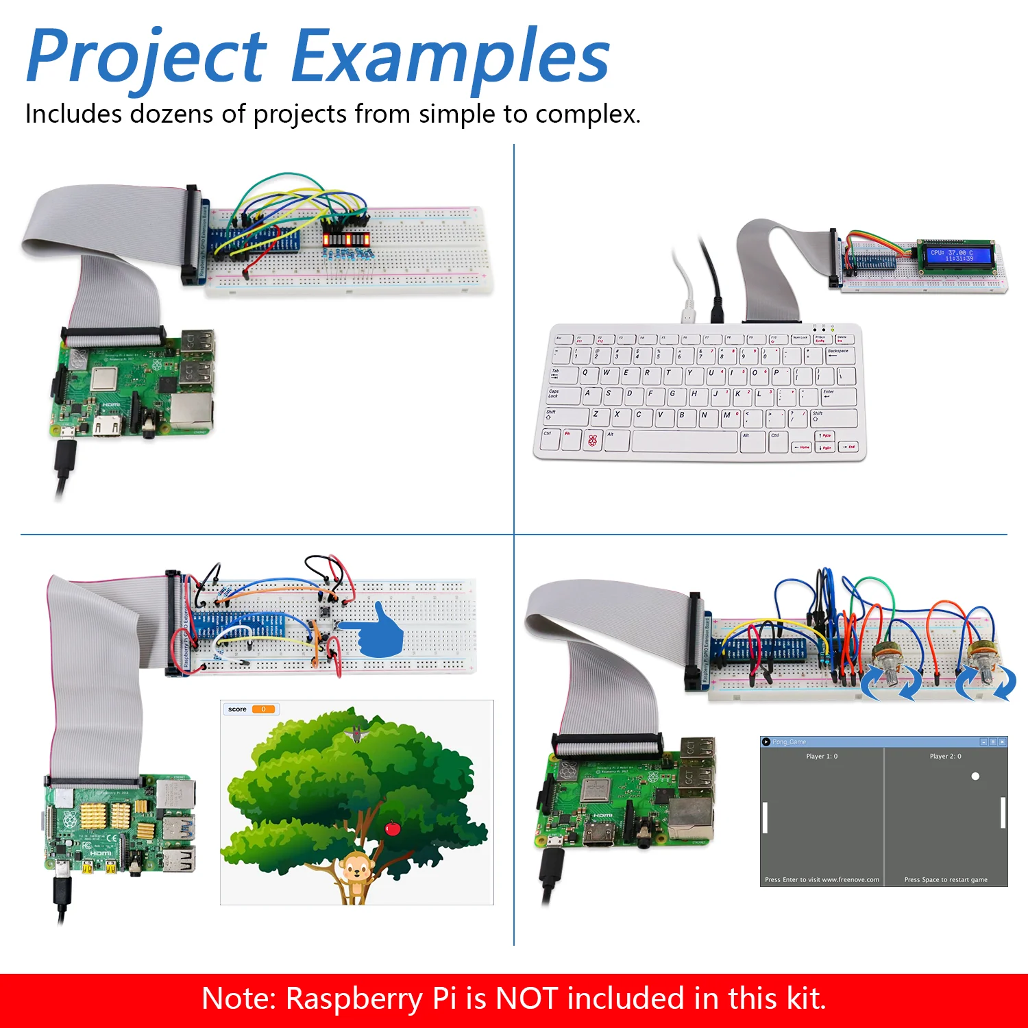 Freenove Super Starter Kit for Raspberry Pi 5 4 B 3 B+ 400 Zero 2 W, 682-Page Detailed Tutorial, Python C Java Scratch Processing Code, 164 Items, 88 Projects - Image 5