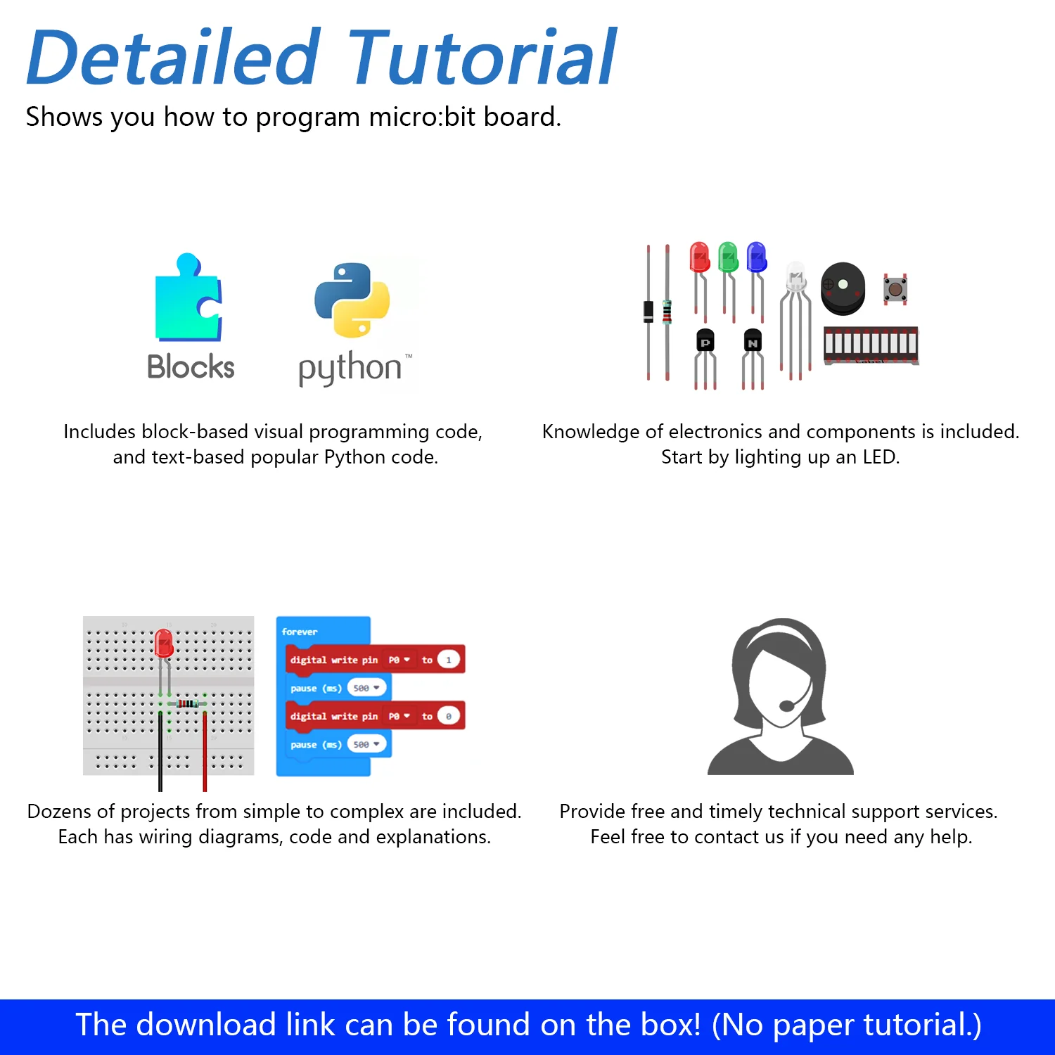 Freenove Ultimate Starter Kit for BBC micro:bit V2, 316-Page Detailed Tutorial, 225 Items, 44 Projects, Blocks and Python Code - Image 5
