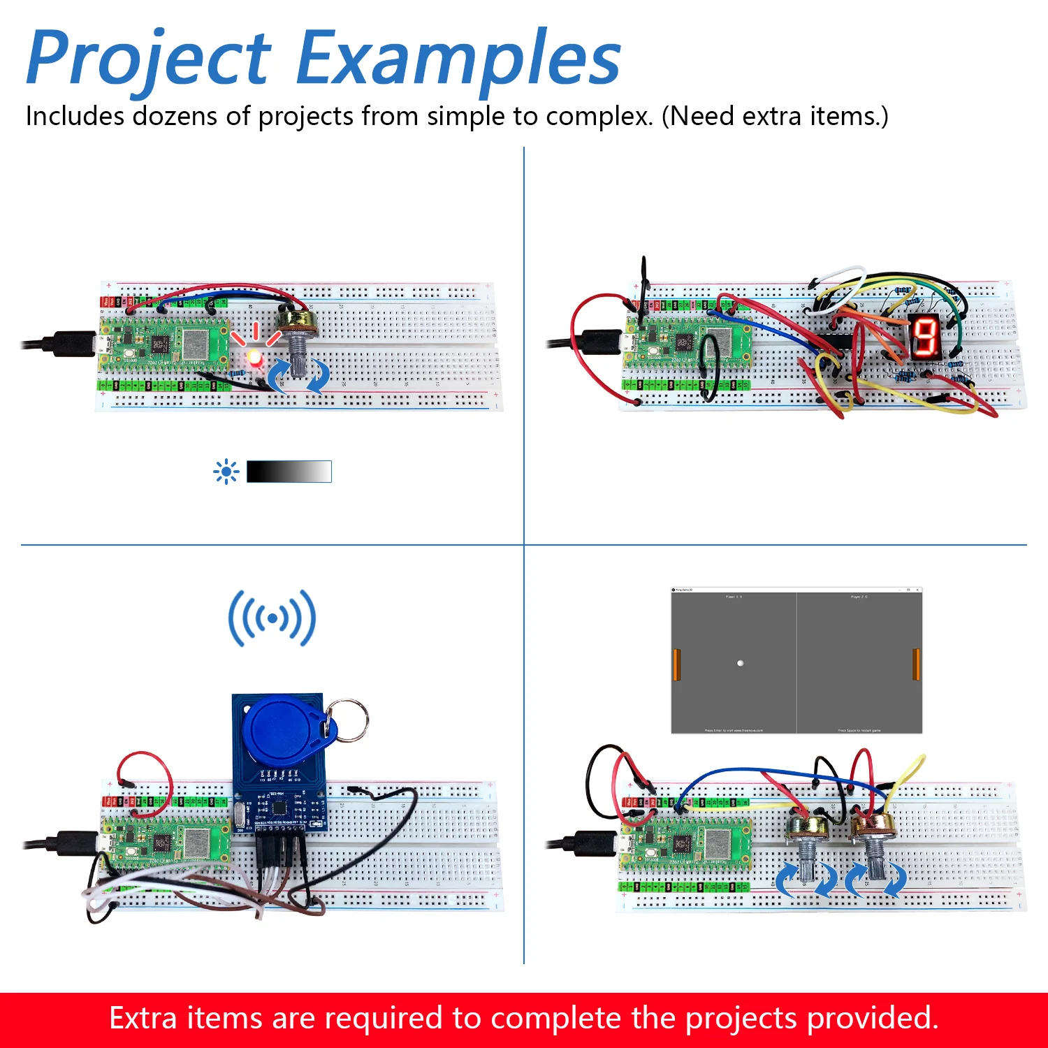 Freenove Raspberry Pi Pico 1 W H WH Board Pre-Soldered Header, Dual-core Arm Cortex-M0+ Microcontroller, Development Board, Python C Java Code, Tutorial Example Projects - Image 5