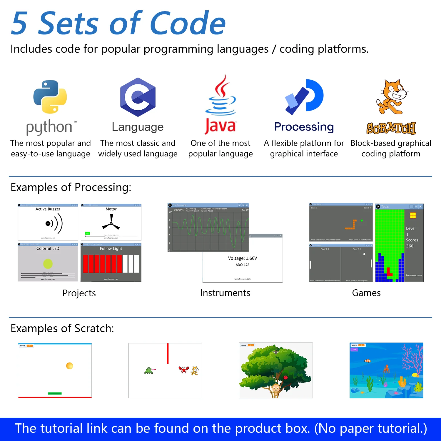 Freenove Complete Starter Kit for Raspberry Pi 5 4 B 3 B+ 500 Zero 2 W, 1170-Page Tutorial, Python C Java Scratch Processing Code, 386 Items, 164 Projects, Camera Speaker - Image 4