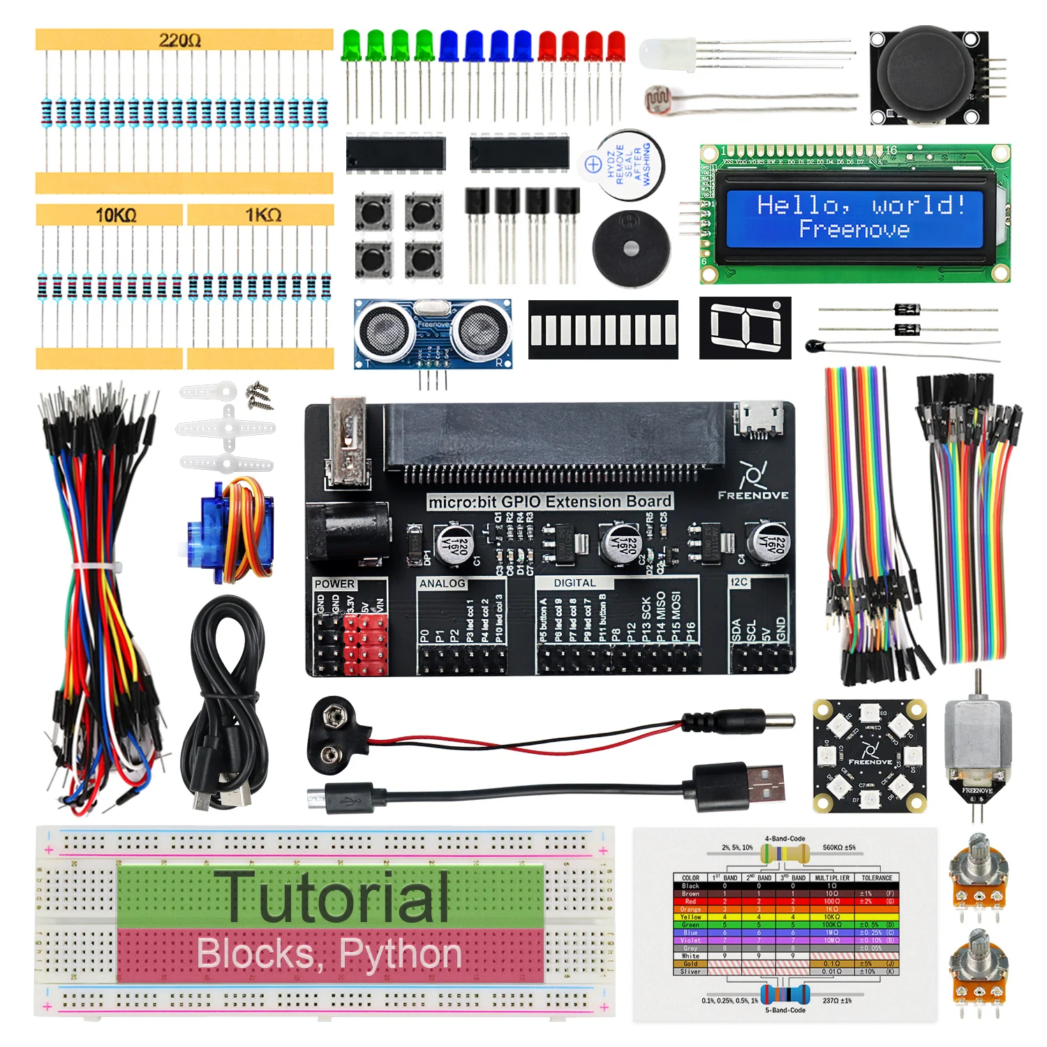 Freenove Super Starter Kit for BBC micro:bit V2, 266-Page Detailed Tutorial, 192 Items, 38 Projects, Blocks and Python Code - Image 8